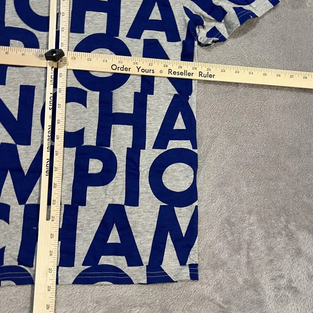 Champion Shirt Mens Medium Gray Blue All Over Spell Out Logo Graphic T1919S - Picture 6 of 6